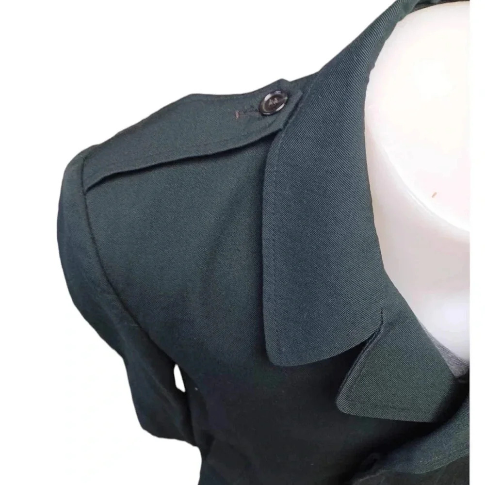 Shiff & CO Inc  100% Wool Black Trench Coat Size 7038 - Picture 7 of 13